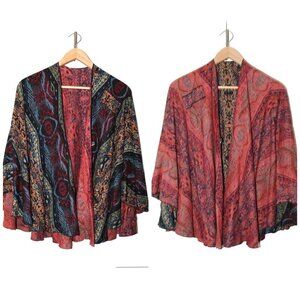 Cashmere Multicolor reversible Shawl Southwest Print One Size Winter Boho Preppy